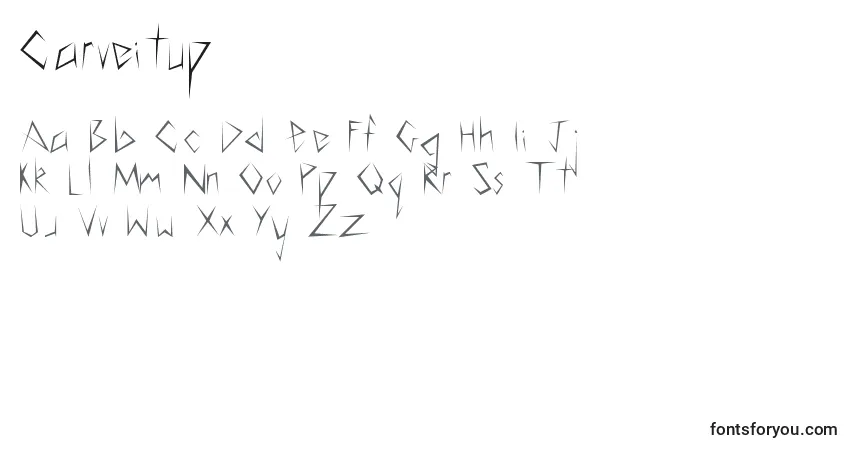 A fonte Carveitup – alfabeto, números, caracteres especiais