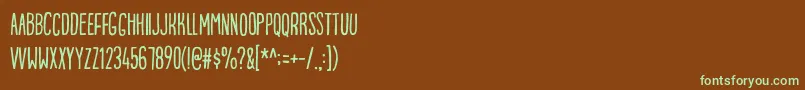 フォントPorceleinaDemo – 緑色の文字が茶色の背景にあります。
