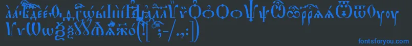 HirmosIeucs Font – Blue Fonts on Black Background