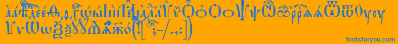 フォントHirmosIeucs – オレンジの背景に青い文字