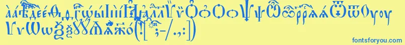 HirmosIeucs Font – Blue Fonts on Yellow Background