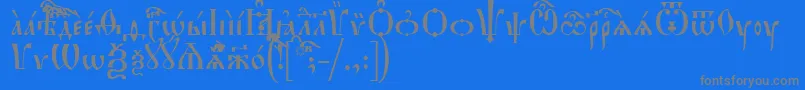 フォントHirmosIeucs – 青い背景に灰色の文字