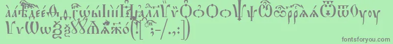 フォントHirmosIeucs – 緑の背景に灰色の文字