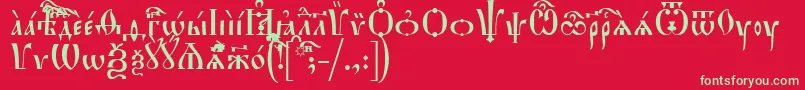 HirmosIeucs-Schriftart – Grüne Schriften auf rotem Hintergrund