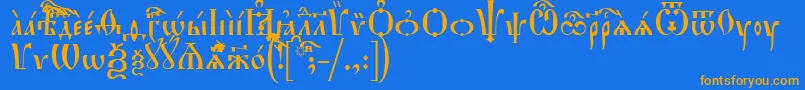 HirmosIeucs Font – Orange Fonts on Blue Background