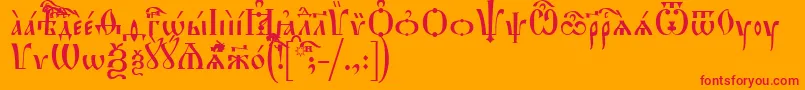Fonte HirmosIeucs – fontes vermelhas em um fundo laranja