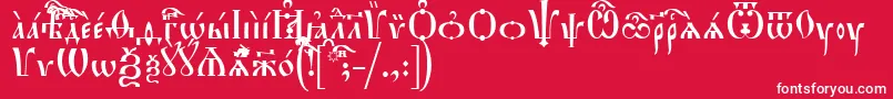 HirmosIeucs-fontti – valkoiset fontit punaisella taustalla