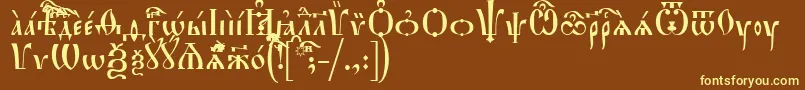 HirmosIeucs Font – Yellow Fonts on Brown Background