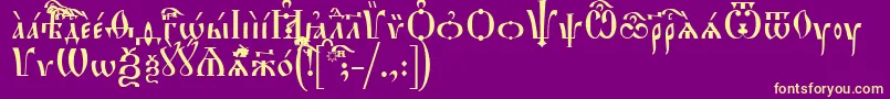 フォントHirmosIeucs – 紫の背景に黄色のフォント