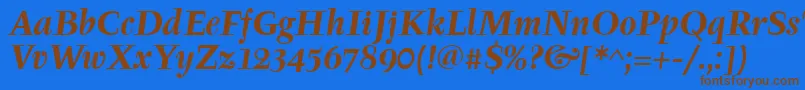 TyfaitcTtРџРѕР»СѓР¶РёСЂРЅС‹Р№РљСѓСЂСЃРёРІ Font – Brown Fonts on Blue Background