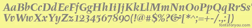 TyfaitcTtПолужирныйКурсивフォントについての詳細 フォントTyfaitcTtПолужирныйКурсив – 黄色の背景に灰色の文字