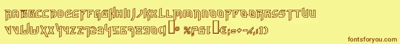 フォントHammo – 茶色の文字が黄色の背景にあります。