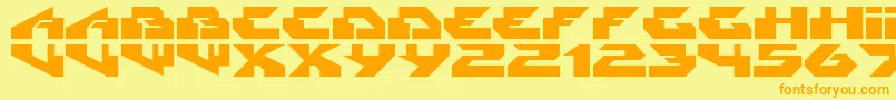 Radikal-Schriftart – Orangefarbene Schriften auf gelbem Hintergrund