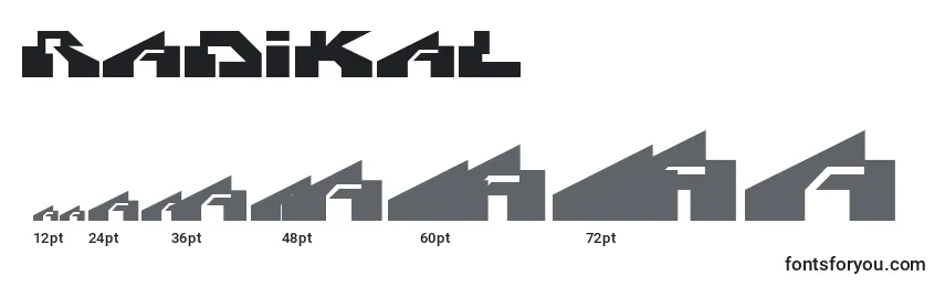 Размеры шрифта Radikal
