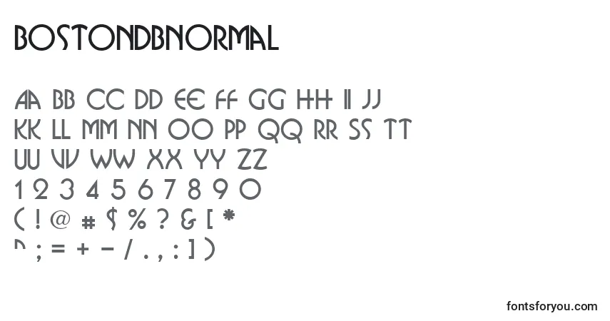 A fonte BostondbNormal – alfabeto, números, caracteres especiais