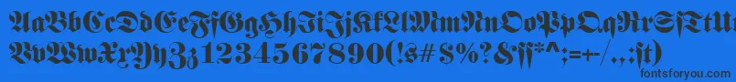Czcionka FrankensteinSf – czarne czcionki na niebieskim tle