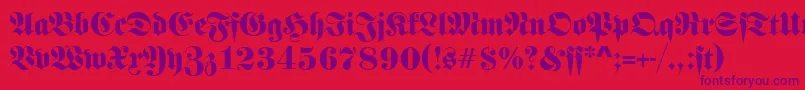 フォントFrankensteinSf – 赤い背景に紫のフォント