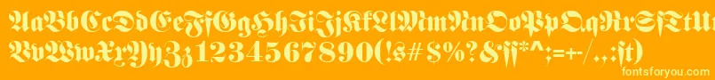 FrankensteinSf-Schriftart – Gelbe Schriften auf orangefarbenem Hintergrund