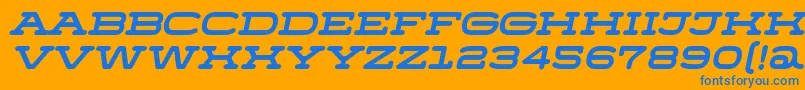 MenschoItalic-Schriftart – Blaue Schriften auf orangefarbenem Hintergrund