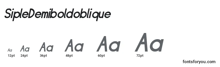Размеры шрифта SipleDemiboldoblique