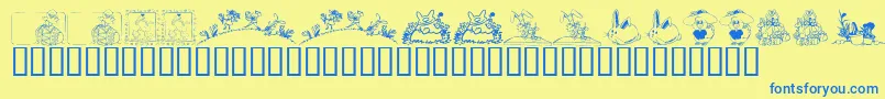 KrEaster2002 Font – Blue Fonts on Yellow Background