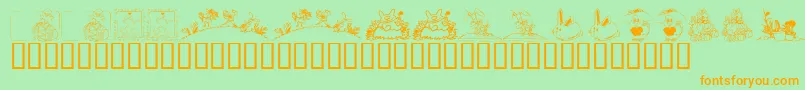 KrEaster2002-Schriftart – Orangefarbene Schriften auf grünem Hintergrund