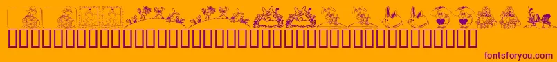 KrEaster2002-Schriftart – Violette Schriften auf orangefarbenem Hintergrund