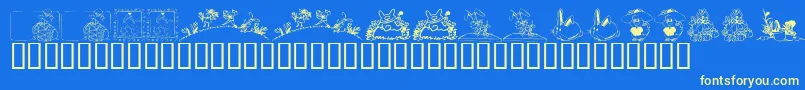 Czcionka KrEaster2002 – żółte czcionki na niebieskim tle