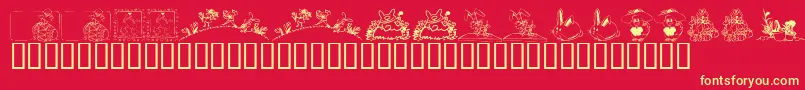 Fonte KrEaster2002 – fontes amarelas em um fundo vermelho