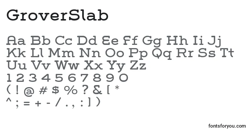 Schriftart GroverSlab – Alphabet, Zahlen, spezielle Symbole