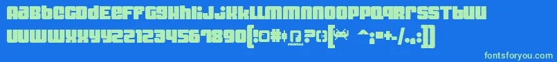 Dynomite Font – Green Fonts on Blue Background