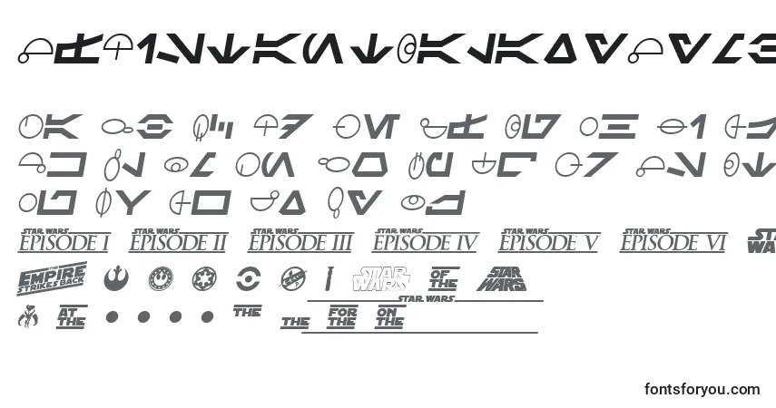 Schriftart SfDistantGalaxySymbolsItalic – Alphabet, Zahlen, spezielle Symbole