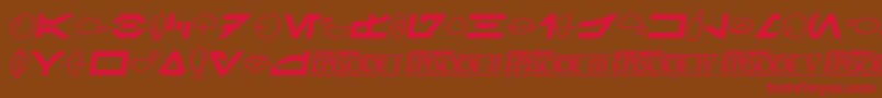 SfDistantGalaxySymbolsItalic Font – Red Fonts on Brown Background