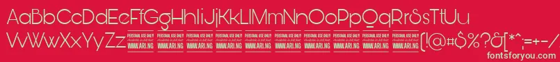 BunyaLightPersonal Font – Green Fonts on Red Background