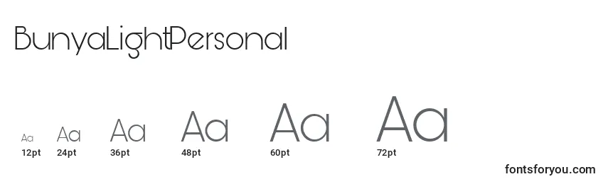 BunyaLightPersonal Font Sizes