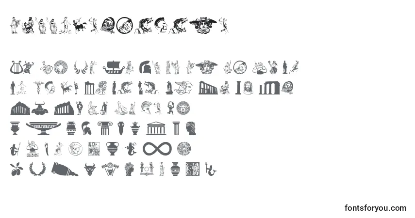 Schriftart GreekMythology – Alphabet, Zahlen, spezielle Symbole