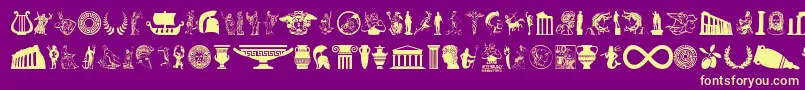 Weitere Informationen zur GreekMythology-Schriftart GreekMythology-Schriftart – Gelbe Schriften auf violettem Hintergrund