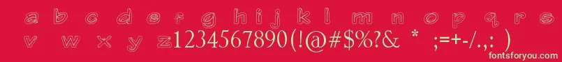 フォントGerbera – 赤い背景に緑の文字