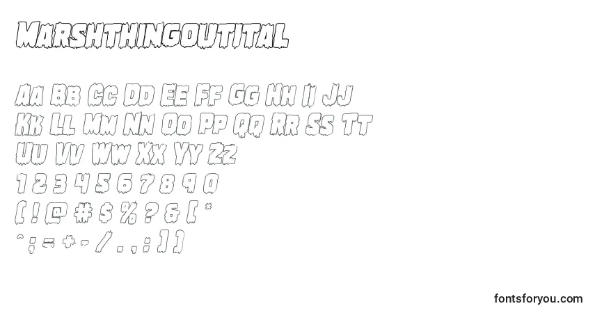 Schriftart Marshthingoutital – Alphabet, Zahlen, spezielle Symbole