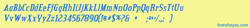 Creditvalleybolditalic-Schriftart – Blaue Schriften auf gelbem Hintergrund