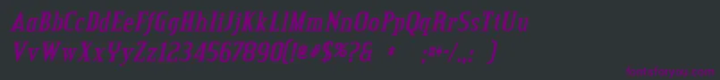 フォントCreditvalleybolditalic – 黒い背景に紫のフォント