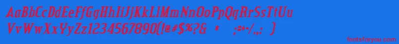 Creditvalleybolditalic Font – Red Fonts on Blue Background