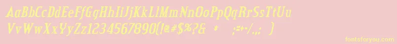 Weitere Informationen zur Creditvalleybolditalic-Schriftart Creditvalleybolditalic-Schriftart – Gelbe Schriften auf rosa Hintergrund