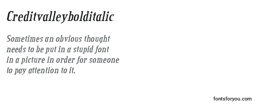 Review of the Creditvalleybolditalic Font