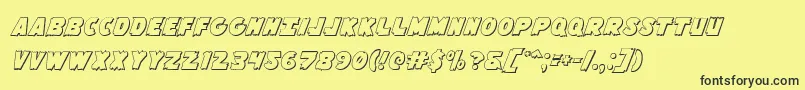 Flyingleatherv23D Font – Black Fonts on Yellow Background