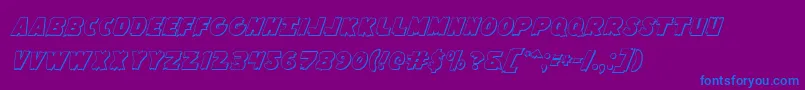 Flyingleatherv23D Font – Blue Fonts on Purple Background