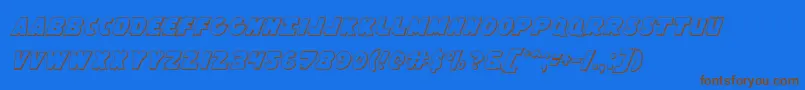 Flyingleatherv23D-Schriftart – Braune Schriften auf blauem Hintergrund