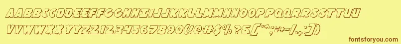 Flyingleatherv23D Font – Brown Fonts on Yellow Background