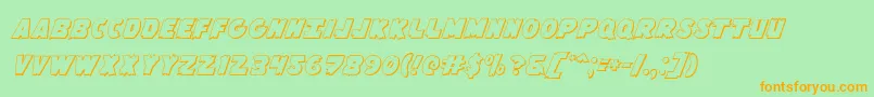 Flyingleatherv23D Font – Orange Fonts on Green Background