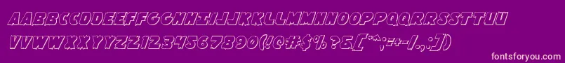 Flyingleatherv23D Font – Pink Fonts on Purple Background